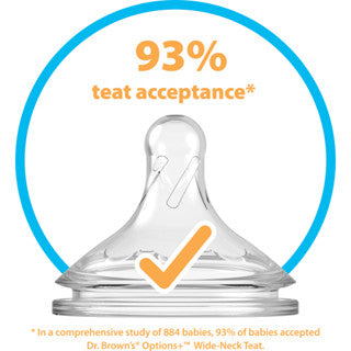 Dr. Brown's Options+ Wide Neck Bottle Silicone Nipple/Teat, 2 Pieces