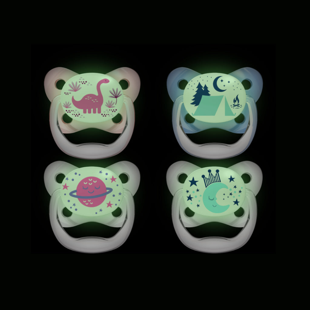 Dr. Brown's PreVent™ Glow in the Dark Orthodontic Pacifier, Stage 2 for 6months+, Suction-Free & Breathable, Unisex, 2 Pieces