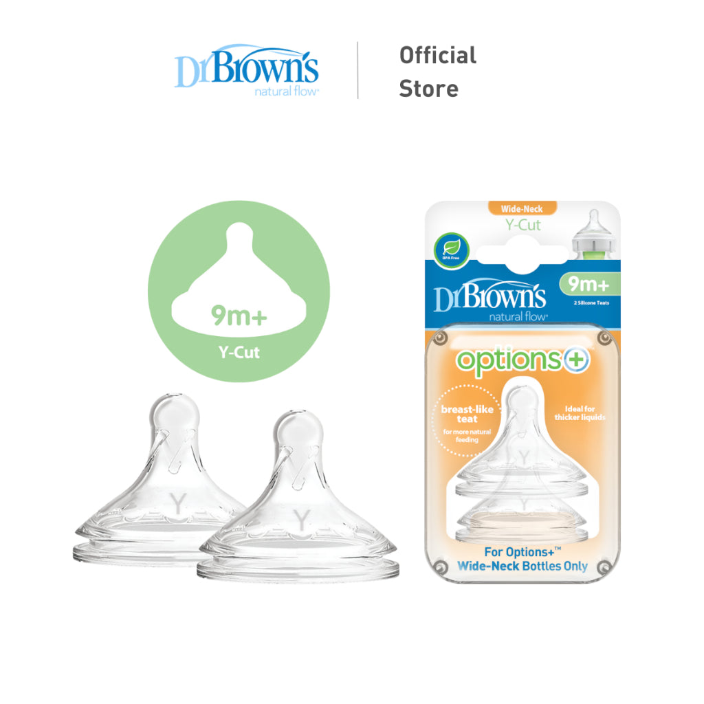 Dr. Brown's Options+ Wide Neck Bottle Silicone Nipple/Teat, 2 Pieces