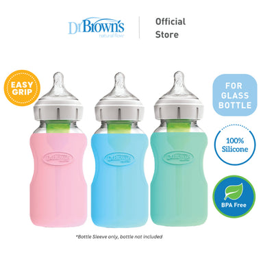 Dr. Brown's Options+ Glass Wide Neck Bottle Silicone Sleeve, 9oz/270ml, 1 Piece