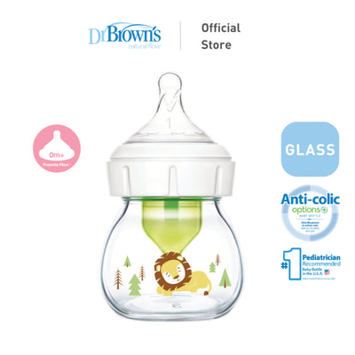 Dr. Brown’s Anti-Colic Newborn Options+ Glass Wide Neck 2oz/60ml Bottle, 1 Bottle, Preemie Teat