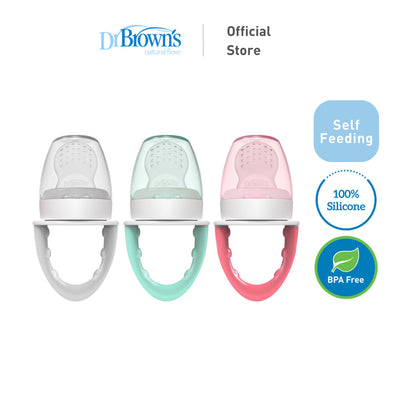 Dr. Brown's Fresh Firsts™ Silicone Baby Toddler Feeder, Mint/Grey/Pink, 1 Piece