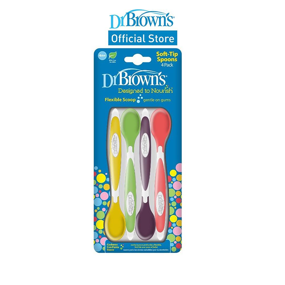 Dr. Brown's Soft-Tip Baby Toddler Feeding Spoons, 4 pieces