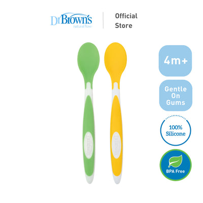 Dr. Brown’s Soft-Tip Baby Toddler Feeding Spoons, Yellow/Green, 2 Pieces