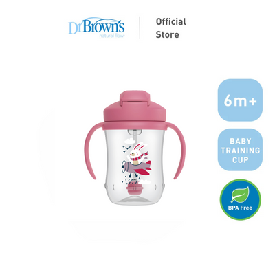 Dr. Brown's First Straw Baby Toddler Drinking Cup 9oz/270ml, Pink/Blue