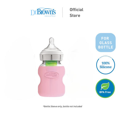 Dr. Brown's Options+ Glass Wide Neck Bottle Silicone Sleeve, 5oz/150ml, Light Pink, 1 Piece